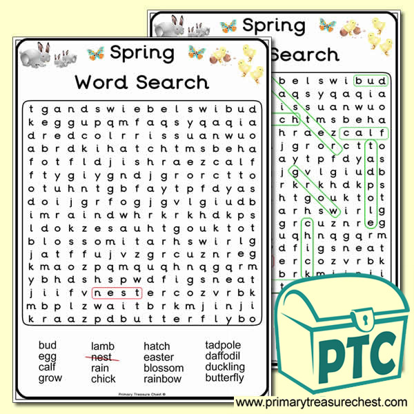 A4 Spring Word Search