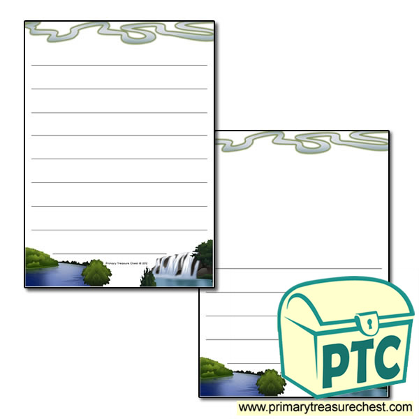River Themed Page Border/Writing Frame (wide lines)
