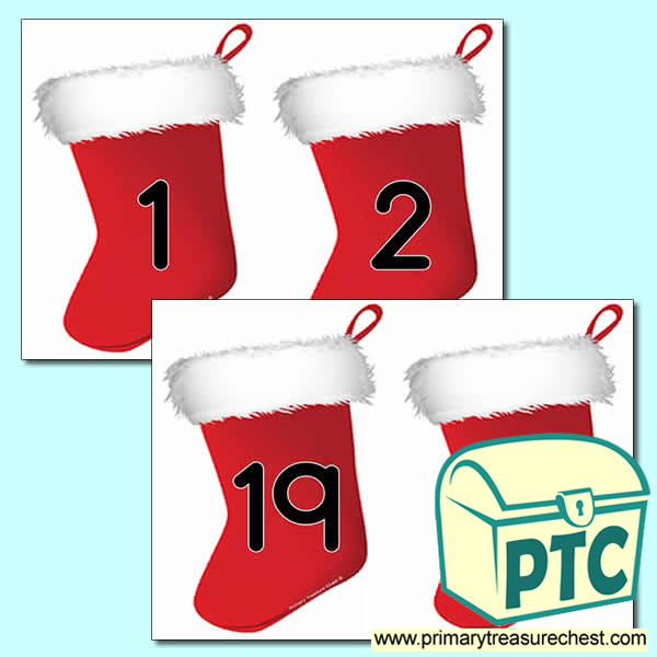 Christmas Stocking Number Cards 0 to 20