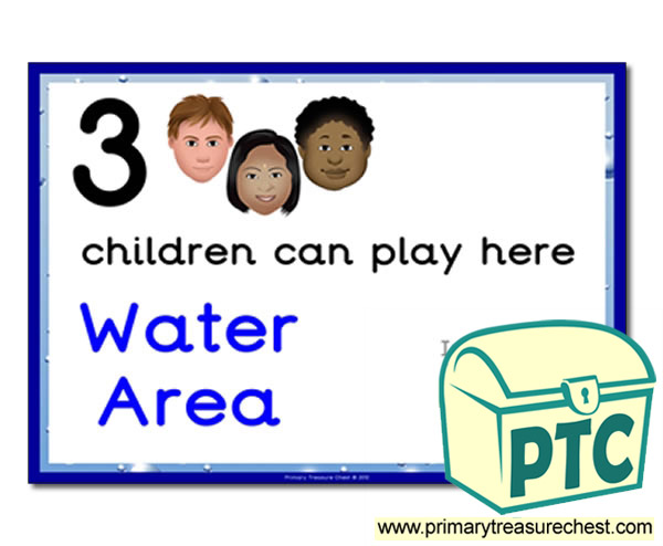 Water Area Sign - Add Your Own Image - 3 children can play here - Classroom Organisation Poster