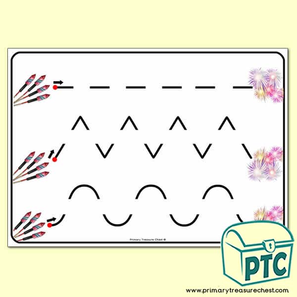 Fireworks Themed Pre-Writing Patterns Activity Sheet