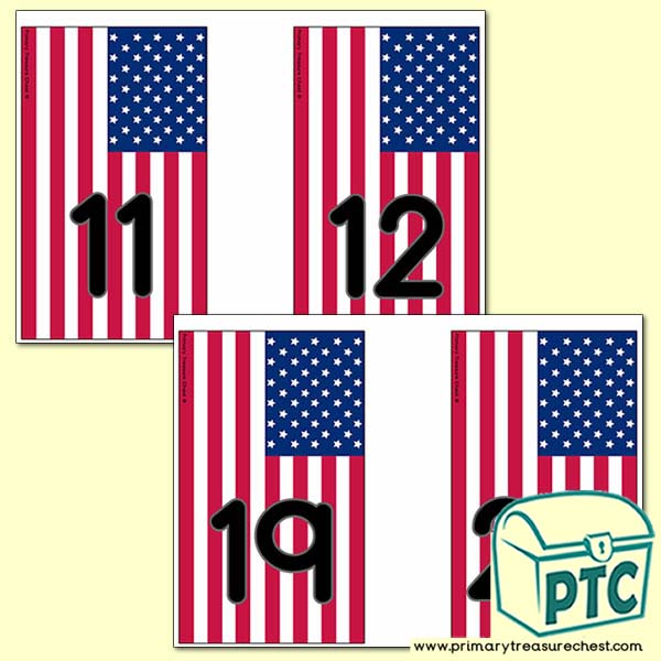 US Flag Number Line Bunting - American Teaching Resources - K-12 printables