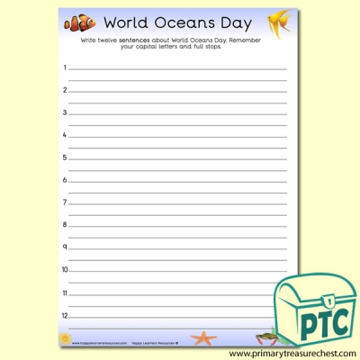 'World Oceans Day' Sentence Activity Worksheet