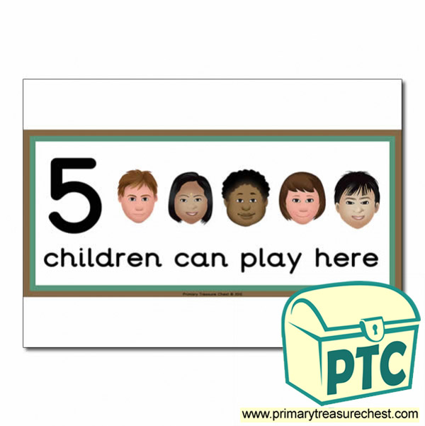 Investigation Area Sign - Images of Faces - 5 children can play here - Classroom Organisation Poster