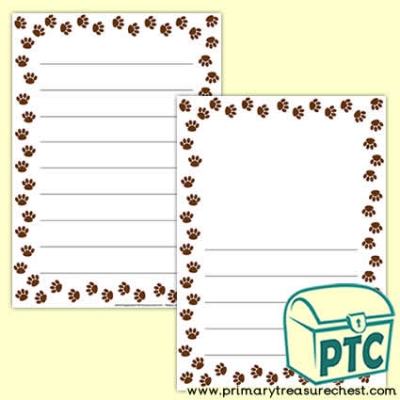 Bear Paw Print Page Border /Writing Frame (wide lines)
