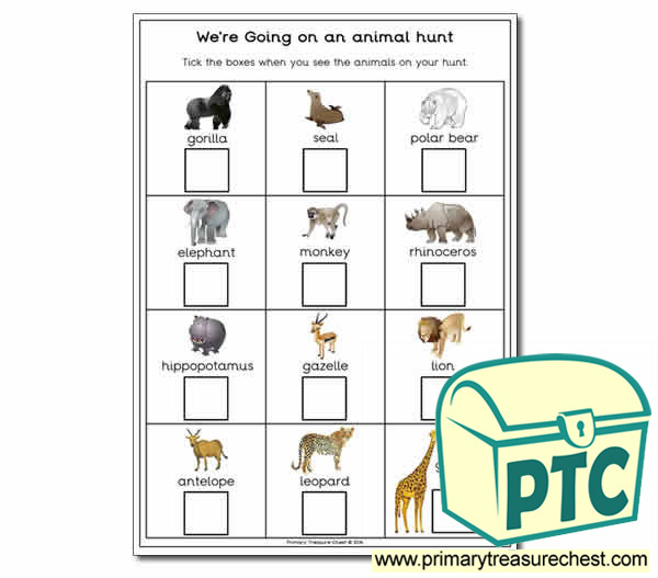 Were Going on a Animal Hunt worksheet