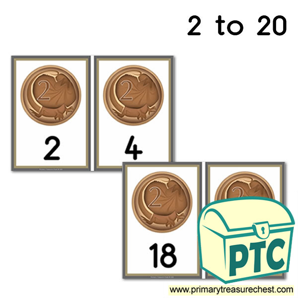 2c Australian Coins - Counting in 2c Cards (2 to 20)