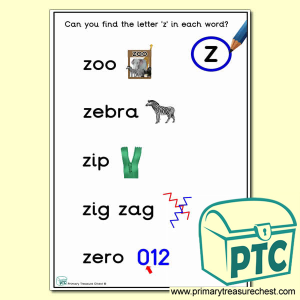 Find the Letter 'z' Activity Sheet