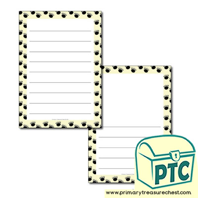 Bear Themed border A4 Sheets - Wide Lined