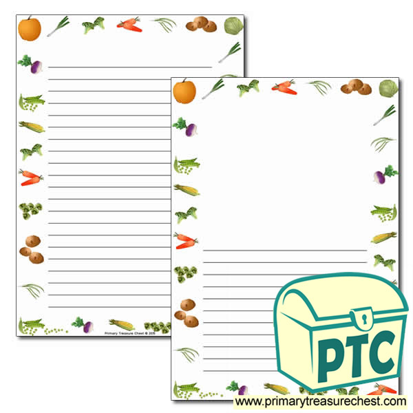 Vegetable Themed Page Borders/Writing Frames (narrow lines)