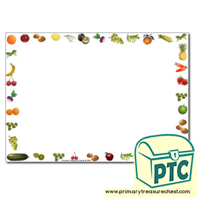 Fruit and Vegetables themed Landscape Page Border /Writing Frame (no lines)