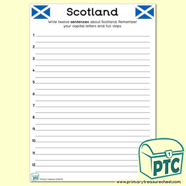 Scotland Themed Sentence Worksheet
