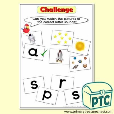 Space Phonic Letter Sound Challenge Matching Sounds with Pictures