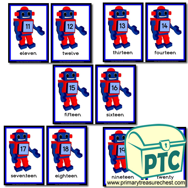 Toy Robot Themed Number Line 11-20