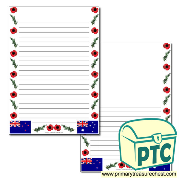 Anzac Day Themed Page Border - Narrow lines