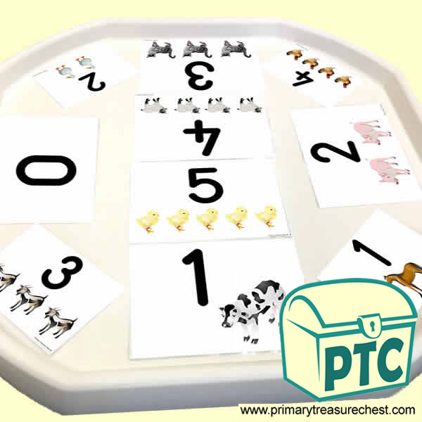 Fun on the Farm  Themed Number Tuff Tray Cards