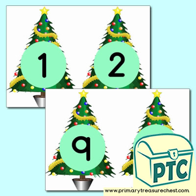 Christmas Tree Number Cards 0 to 10