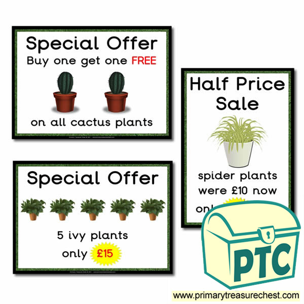Role Play Garden Centre Plants Special Offers Posters (21p-£99)