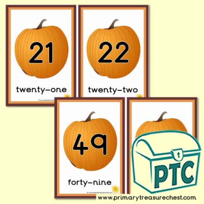 Pumpkin Themed Number Line (21 to 50)