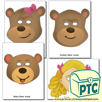 Goldilock and the Three  Bears Role Play Masks