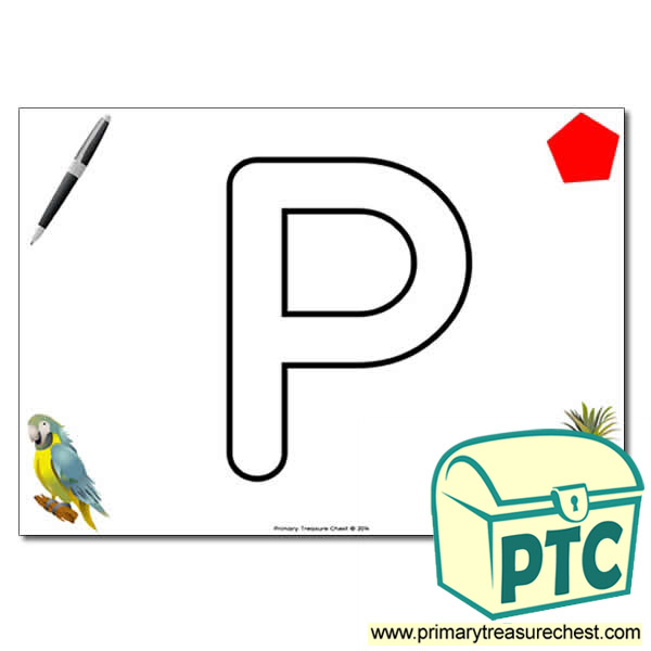 'P' Uppercase Bubble Letter A4 poster with high quality realistic images