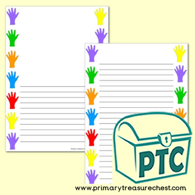 Coloured Hands Page Border/Writing Frame (narrow lines)