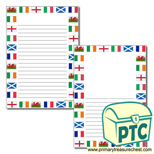 Six Nations Flags Themed Page Border with Narrow Lines