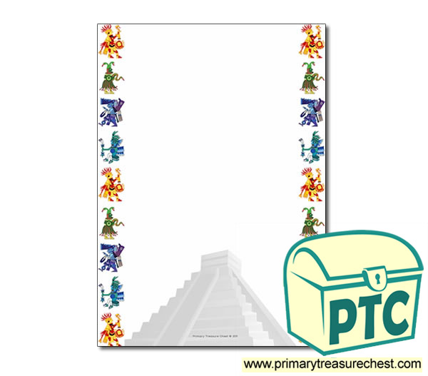 Aztecs Themed Page Border/Writing Frame (narrow lines)