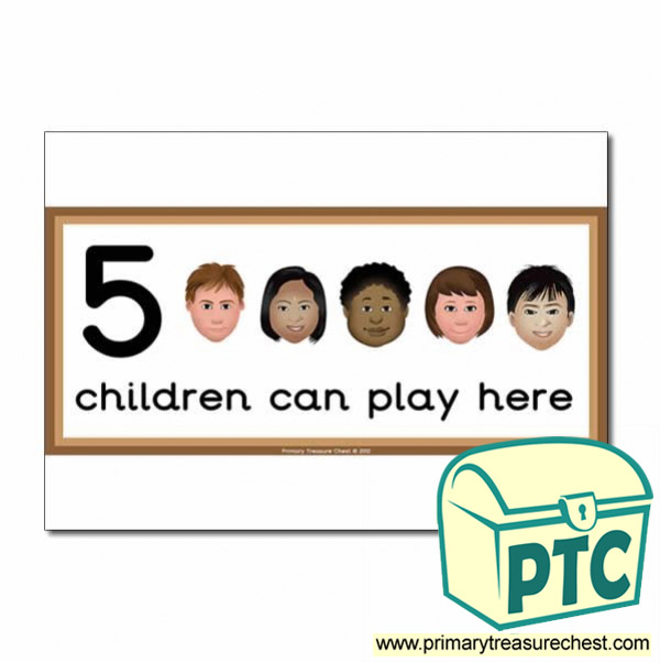 Junk Modelling Area Sign - Images of Faces - 5 children can play here - Classroom Organisation Poster