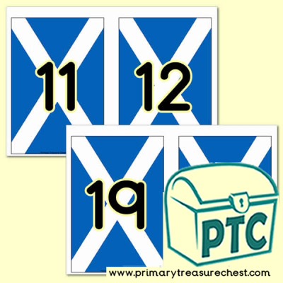 Scottish Flag Number Line - 11 to 20