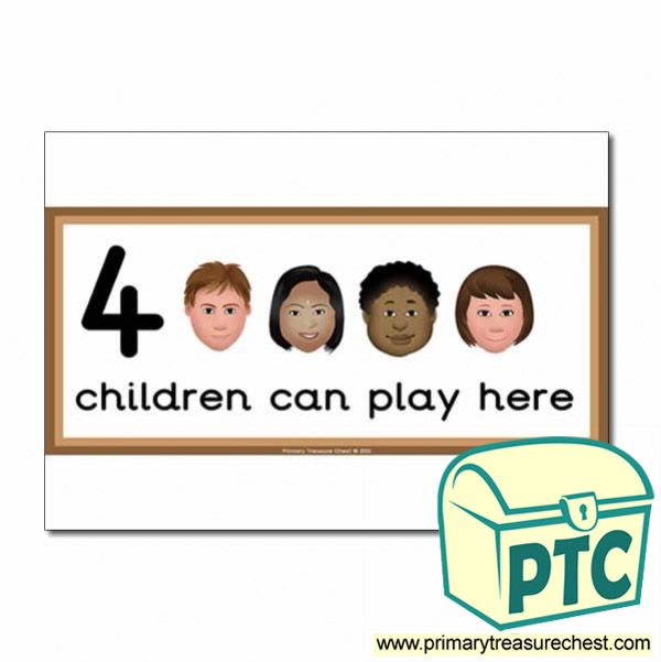 Junk Modelling Area Sign - Images of Faces - 4 children can play here - Classroom Organisation Poster