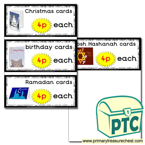 Role Play Newsagents Cards Prices Flashcards (1-20p)