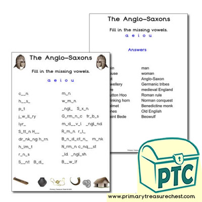 Anglo-Saxon Themed Missing Vowels Worksheet