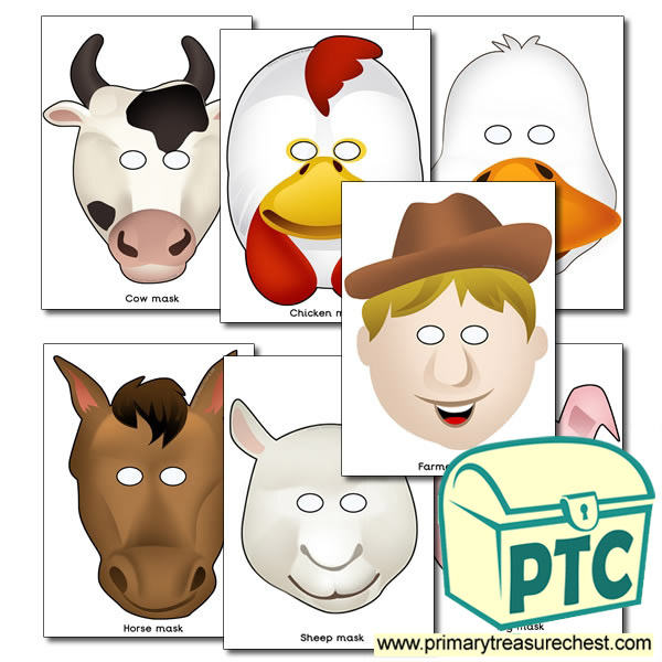 Farm animal role play masks.