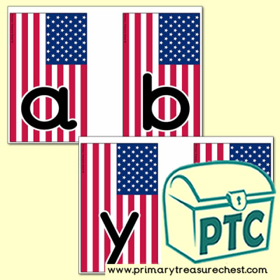 American Flag Themed Alphabet Cards (lower case)