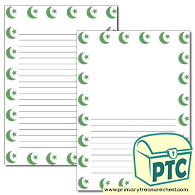 Islam Star and crescent symbol Page Border/Writing Frame (narrow lines)