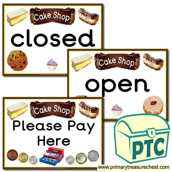 Role Play Cake Shop Signs