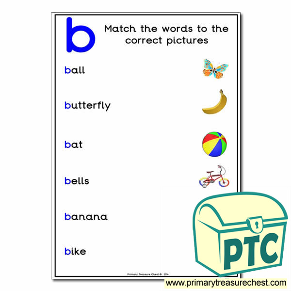 Match the 'b' Themed Words to the Pictures