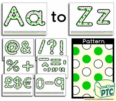 Green and white polka dot Display Lettering