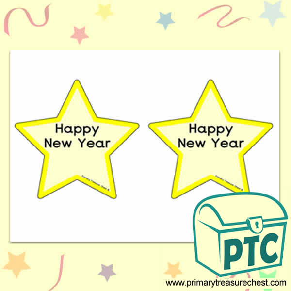 'Happy New Year' Stars Activity Sheet - With Colour