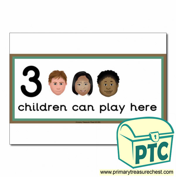 Investigation Area Sign - Images of Faces - 3 children can play here - Classroom Organisation Poster