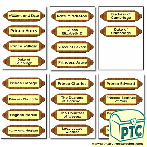 Royal Family Picture Frame Labels