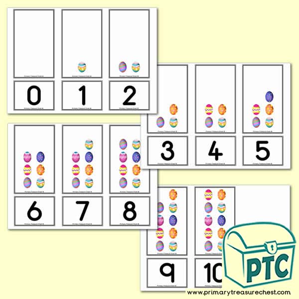 Easter Eggs Number Shapes Matching Cards 0 to 10