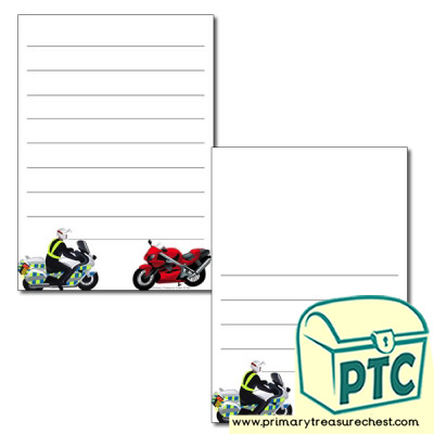 'Motorbike' themed Page Borders/Writing Frames (wide lines)