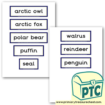 Polar Animal Themed Display Words