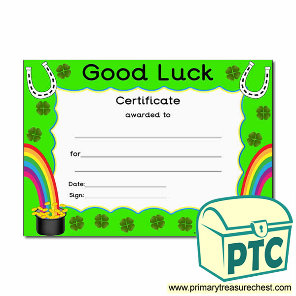 Good Luck Themed Certificate
