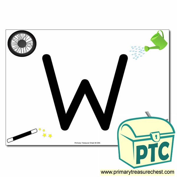 'W' Uppercase Letter A4 poster with high quality realistic images