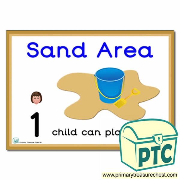Sand Area Sign - Number Pattern Images Provided  '1 child can play here' - Classroom Organisation Poster