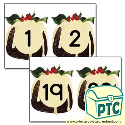 Christmas Pudding Number Cards 0 to 20