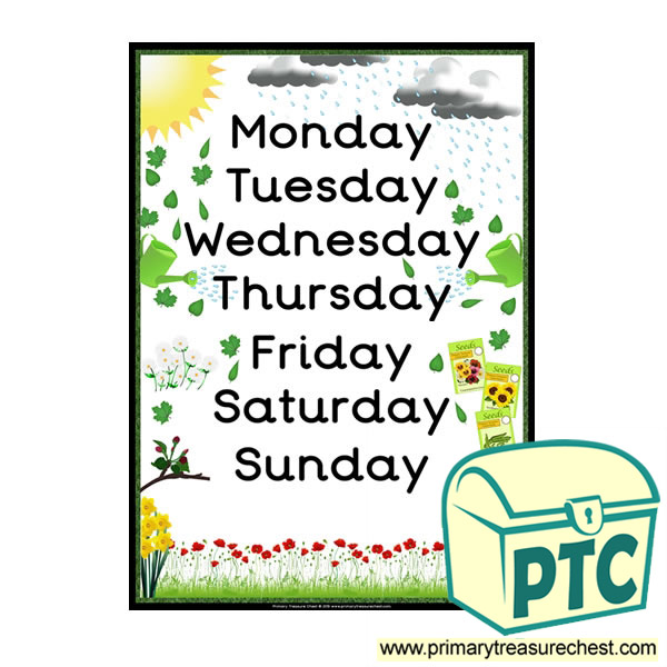 Days of the Week Gardening Poster